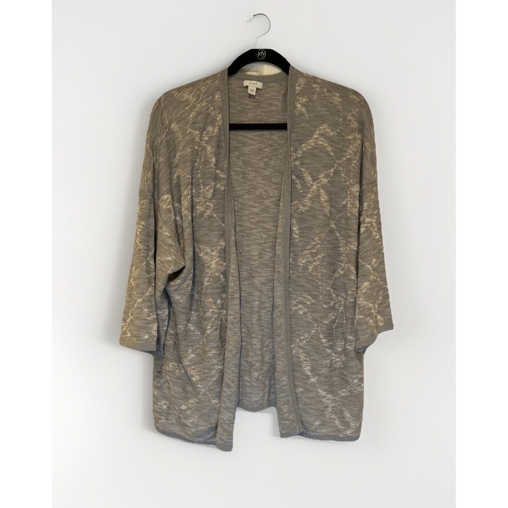 Pure Jill‎ Womens Sweater Cardigan XL Gray Textured Open Front Kimono Career